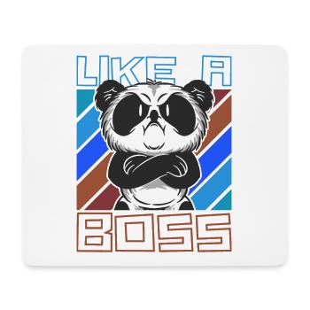 Comme un patron - Cool Cartoon Panda Bear Saying - Tapis de souris (format paysage) - blanc - Devant
