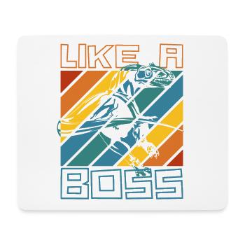 Comme un boss - Cool Velociraptor Dinosaur - Tapis de souris (format paysage) - blanc - Devant