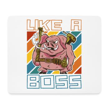 Comme un cochon drôle de patron prêt pour la bataille - Tapis de souris (format paysage) - blanc - Devant