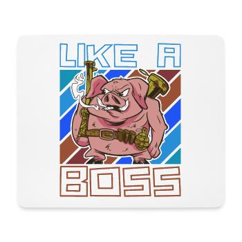 Comme un cochon drôle de patron prêt pour la bataille - Tapis de souris (format paysage) - blanc - Devant