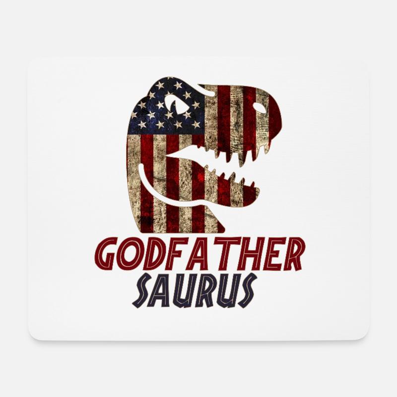 Patriotic Godfather Dinosaur - Mousepad (Querformat) - Weiß