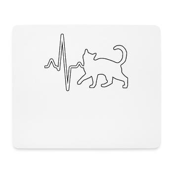 Katze Herzschlag - Mousepad (Querformat) - Weiß - Vorne
