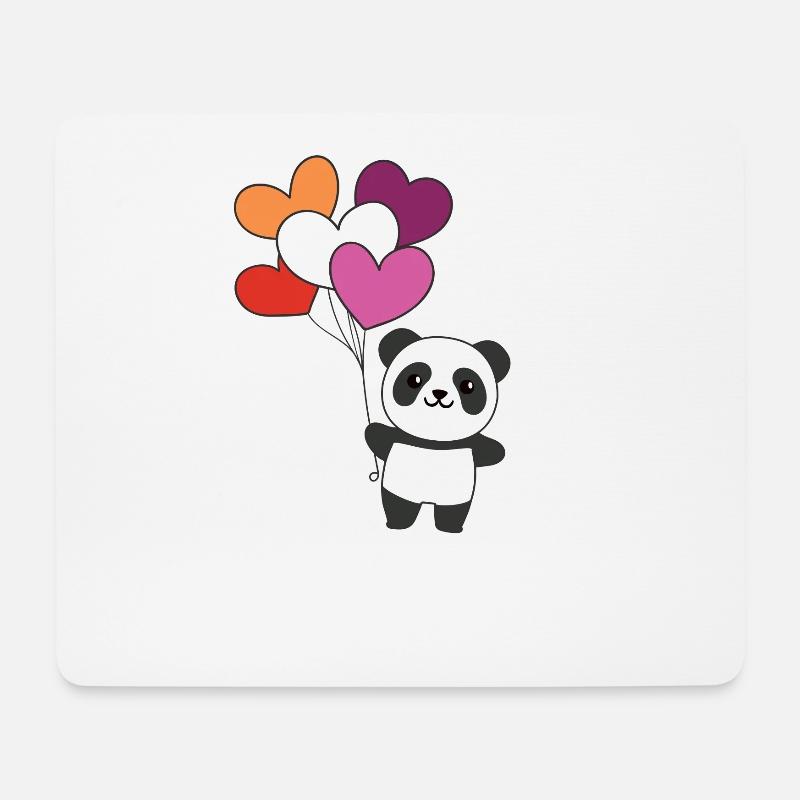 Lesbische Flagge Ballon Herzen Pride LGBTQ Panda - Mousepad (Querformat) - Weiß