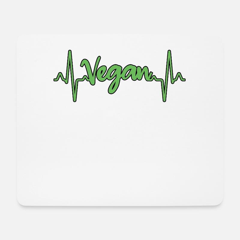 Vegan Herzschlag - Mousepad (Querformat) - Weiß
