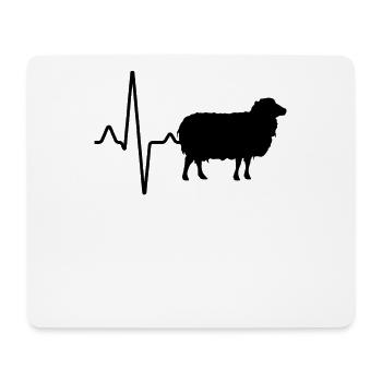 Schaf Herzschlag - Mousepad (Querformat) - Weiß - Vorne