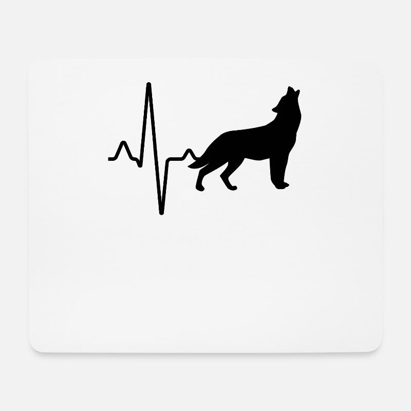 Wolf Herzschlag - Mousepad (Querformat) - Weiß