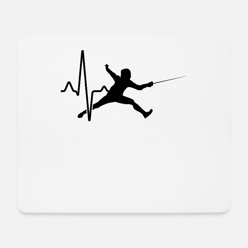 Fechten Herzschlag - Mousepad (Querformat) - Weiß
