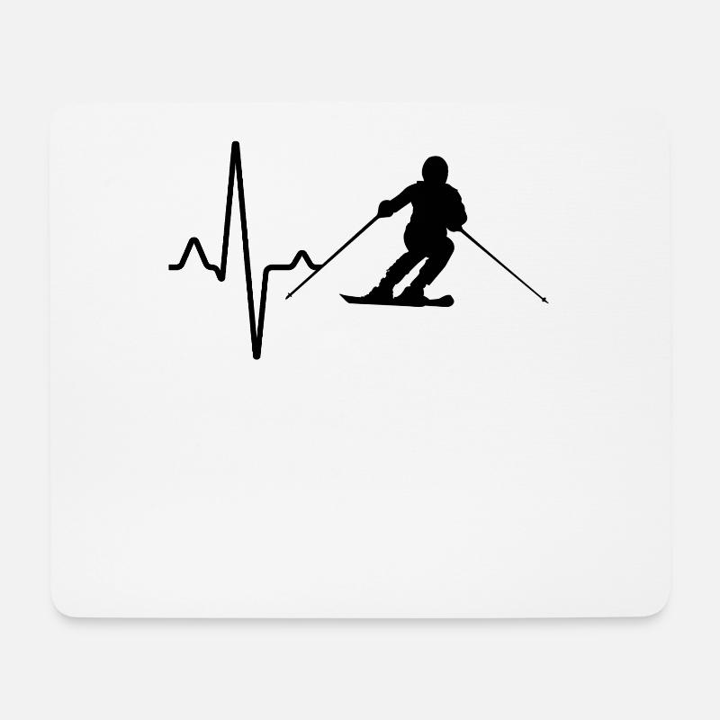 Ski Herzschlag - Mousepad (Querformat) - Weiß