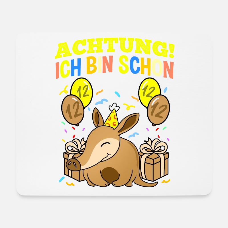 Achtung Ich Bin Schon 12 Geburtstag Erdferkel - Mousepad (Querformat) - Weiß