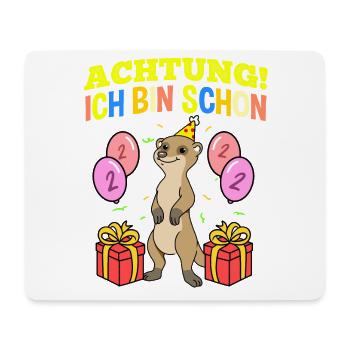 Achtung Ich Bin Schon 2 Geburtstag Erdmännchen - Mousepad (Querformat) - Weiß - Vorne