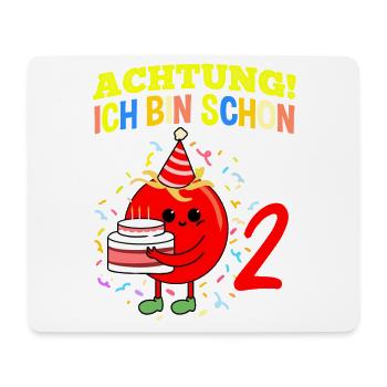 Achtung Ich Bin Schon 2 Geburtstag Tomate - Mousepad (Querformat) - Weiß - Vorne