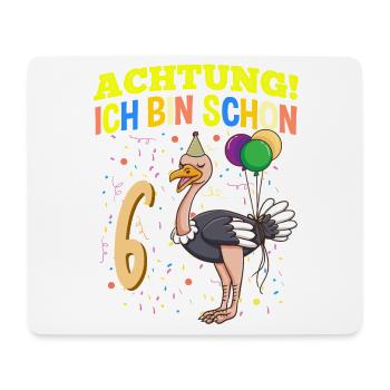 Achtung Ich Bin Schon 6 Tier Geburtstag Strauß - Mousepad (Querformat) - Weiß - Vorne