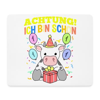 Achtung Ich Bin Schon 1 Geburtstag Kuh - Mousepad (Querformat) - Weiß - Vorne