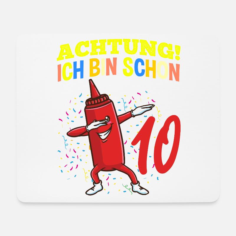 Achtung Ich Bin Schon 10 Geburtstag Ketchup - Mousepad (Querformat) - Weiß