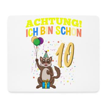 Achtung Ich Bin Schon 10 Tier Geburtstag Frettchen - Mousepad (Querformat) - Weiß - Vorne