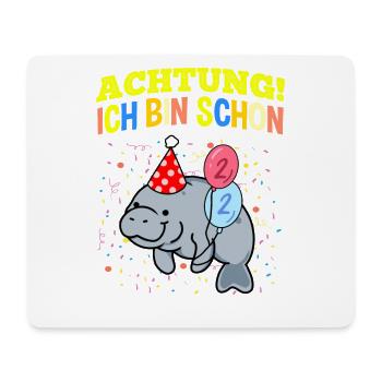 Achtung Ich Bin Schon 2 Geburtstag Manatee - Mousepad (Querformat) - Weiß - Vorne