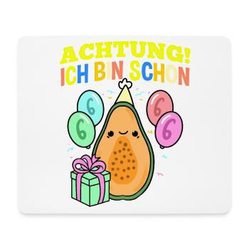 Achtung Ich Bin Schon 6 Geburtstag Papaya - Mousepad (Querformat) - Weiß - Vorne