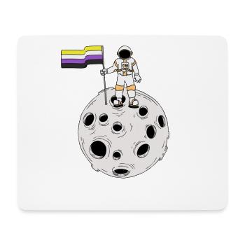 Nonbinary-Astronaut auf dem Mond Nonbinary-Flagge - Mousepad (Querformat) - Weiß - Vorne