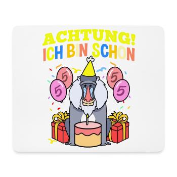 Achtung Ich Bin Schon 5 Geburtstag Pavian - Mousepad (Querformat) - Weiß - Vorne