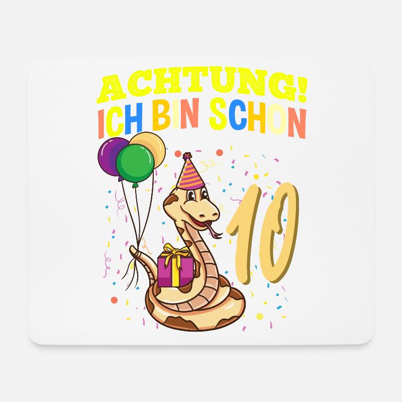 Achtung Ich Bin Schon 10 Tier Geburtstag Schlange - Mousepad (Querformat) - Weiß