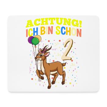 Achtung Ich Bin Schon 2 Geburtstag Gazelle - Mousepad (Querformat) - Weiß - Vorne