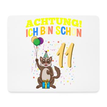 Achtung Ich Bin Schon 11 Tier Geburtstag Frettchen - Mousepad (Querformat) - Weiß - Vorne