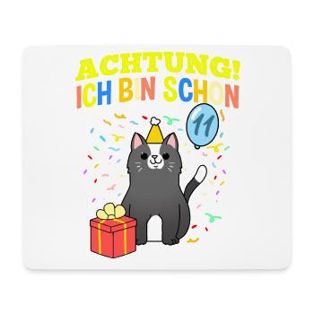 Achtung Ich Bin Schon 11 Geburtstag Tuxedo-Katze - Mousepad (Querformat) - Weiß - Vorne
