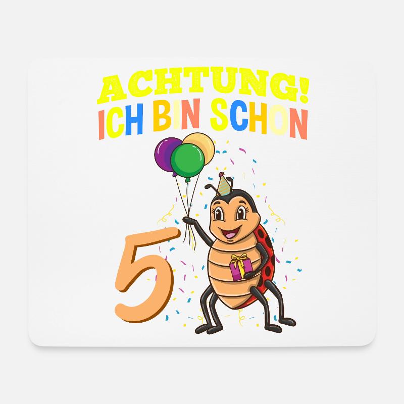 Achtung Ich Bin Schon 5 Geburtstag Marienkäfer - Mousepad (Querformat) - Weiß