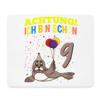 Achtung Ich Bin Schon 9 Tier Geburtstag Seehund - Mousepad (Querformat) - Weiß - Vorne