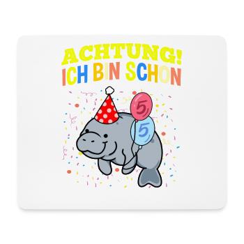 Achtung Ich Bin Schon 5 Geburtstag Manatee - Mousepad (Querformat) - Weiß - Vorne