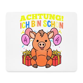 Achtung Ich Bin Schon 4 Geburtstag Warzenschwein - Mousepad (Querformat) - Weiß - Vorne
