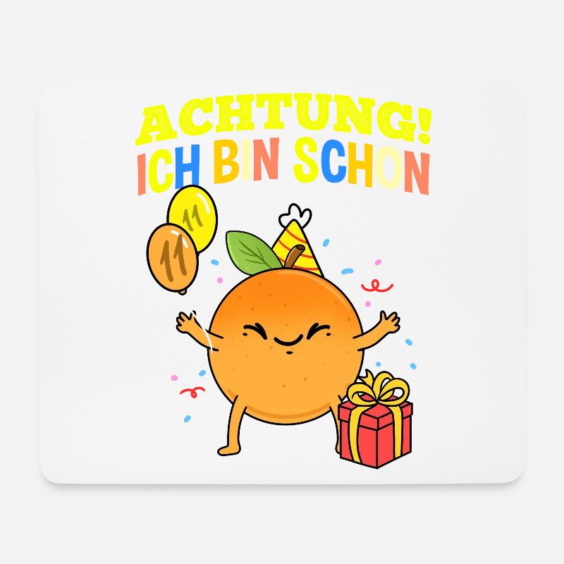 Achtung Ich Bin Schon 11 Geburtstag Orange - Mousepad (Querformat) - Weiß