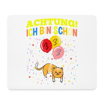 Achtung Ich Bin Schon 3 Geburtstag Katze - Mousepad (Querformat) - Weiß - Vorne