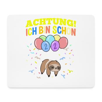 Achtung Ich Bin Schon 2 Geburtstag Faultier - Mousepad (Querformat) - Weiß - Vorne