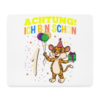 Achtung Ich Bin Schon 1 Tier Geburtstag Leopard - Mousepad (Querformat) - Weiß - Vorne