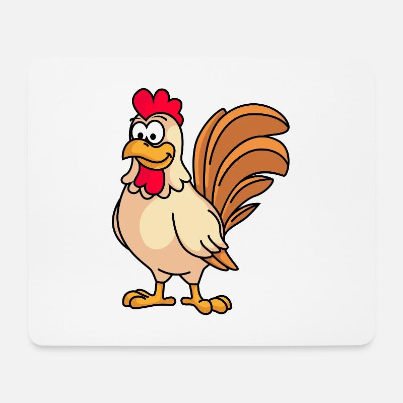 Hahn Comic Tier - Mousepad (Querformat) - Weiß