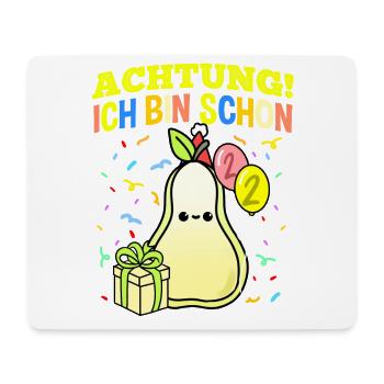 Achtung Ich Bin Schon 2 Geburtstag Birne - Mousepad (Querformat) - Weiß - Vorne