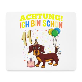 Achtung Ich Bin Schon 11 Tier Geburtstag Dackel - Mousepad (Querformat) - Weiß - Vorne
