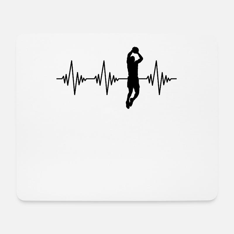 Basketball Herzschlag - Mousepad (Querformat) - Weiß