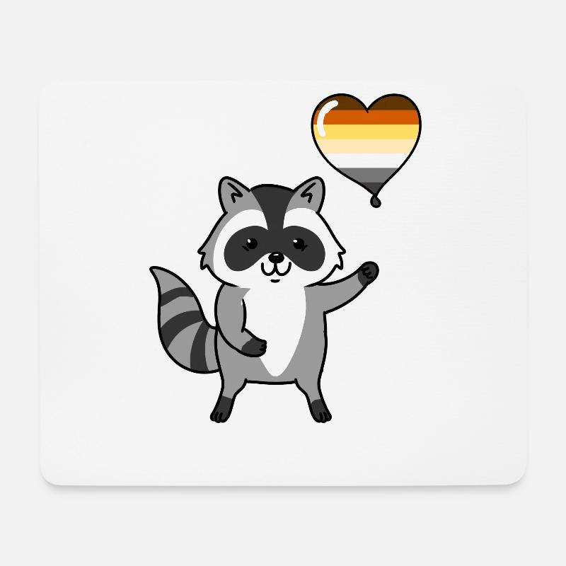 Waschbär Herzballon Gay Bear - Mousepad (Querformat) - Weiß
