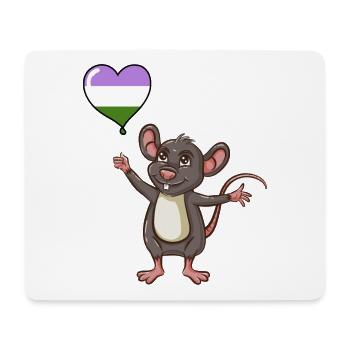 Mouse Heart Balloon Genderqueer Pride - Tapis de souris (format paysage) - blanc - Devant