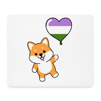 Shiba Inu Herzballon Genderqueer - Mousepad (Querformat) - Weiß - Vorne