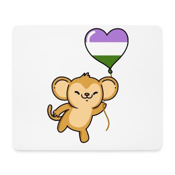Affe Herzballon Genderqueer Pride - Mousepad (Querformat) - Weiß - Vorne