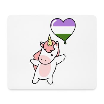 Unicorn Heart Balloon Genderqueer Pride - Tapis de souris (format paysage) - blanc - Devant