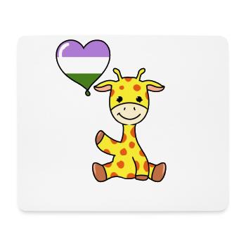 Girafe avec ballon de fierté Genderqueer - Tapis de souris (format paysage) - blanc - Devant