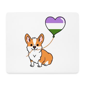 Corgi avec ballon Genderqueer - Tapis de souris (format paysage) - blanc - Devant