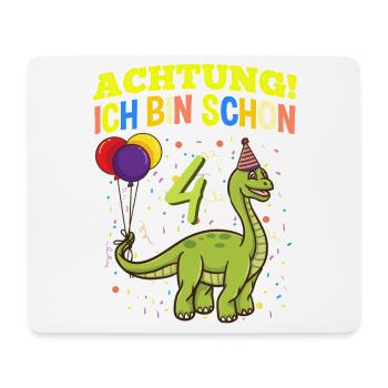 Achtung Ich Bin Schon 4 Geburtstag Dinosaurier - Mousepad (Querformat) - Weiß - Vorne