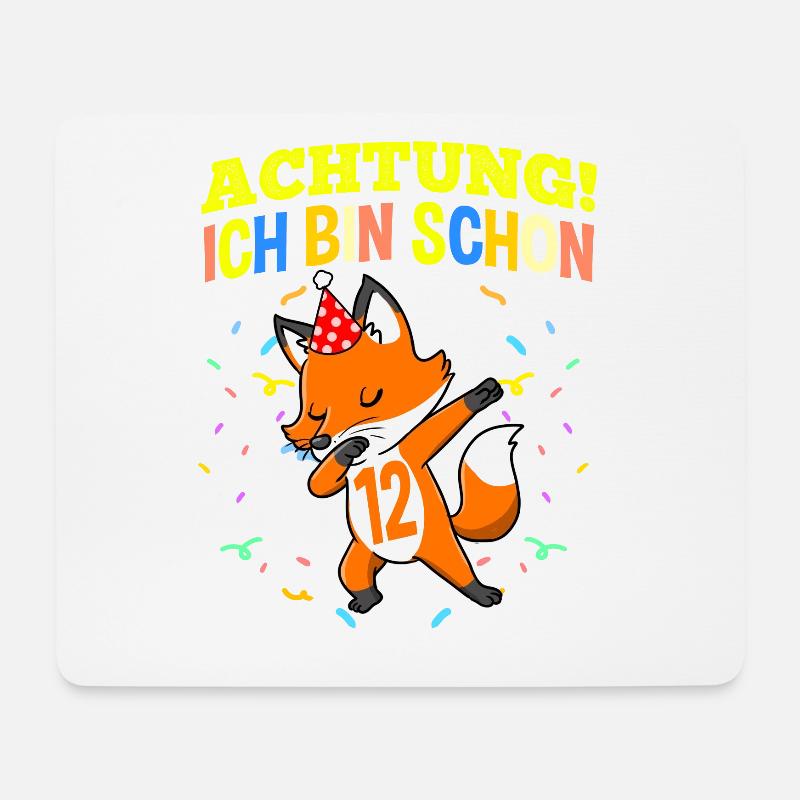 Achtung Ich Bin Schon 12 Geburtstag Fuchs - Mousepad (Querformat) - Weiß
