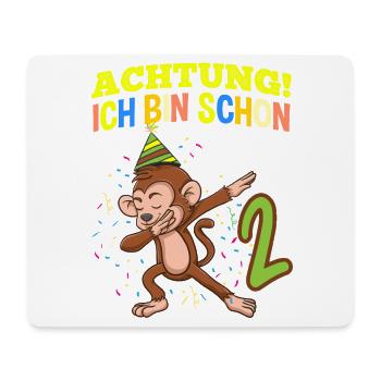 Achtung Ich Bin Schon 2 Geburtstag Affen - Mousepad (Querformat) - Weiß - Vorne