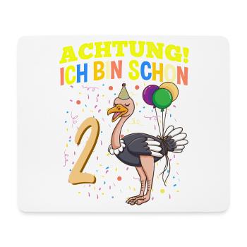 Achtung Ich Bin Schon 2 Tier Geburtstag Strauß - Mousepad (Querformat) - Weiß - Vorne
